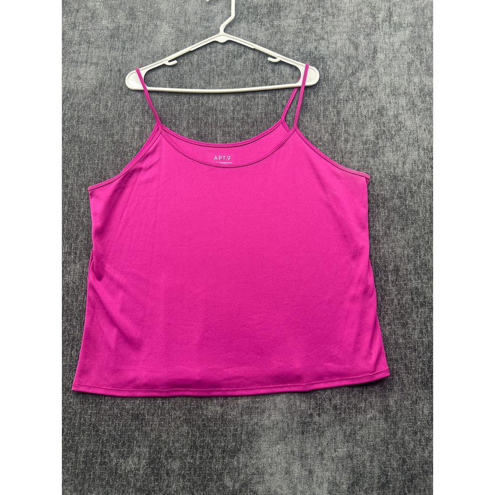 Apt. 9 Camisole Top Womens 2XL Magenta‎ Pink Spaghetti Strap Cropped Scoop Neck